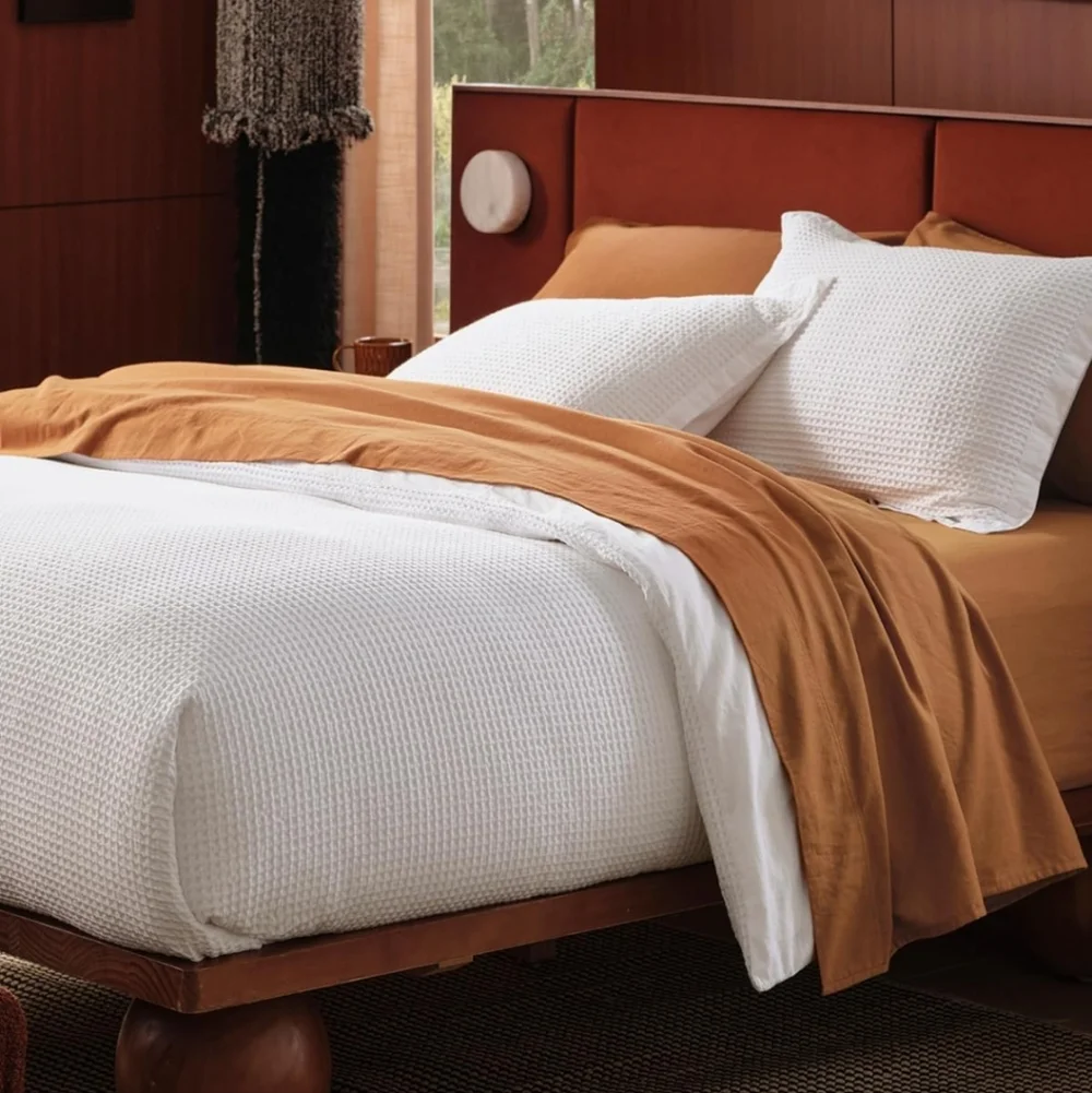 Bedsure Cotton Duvet Cover Twin 100% Cotton Waffle Weave Coconut White Duvet C